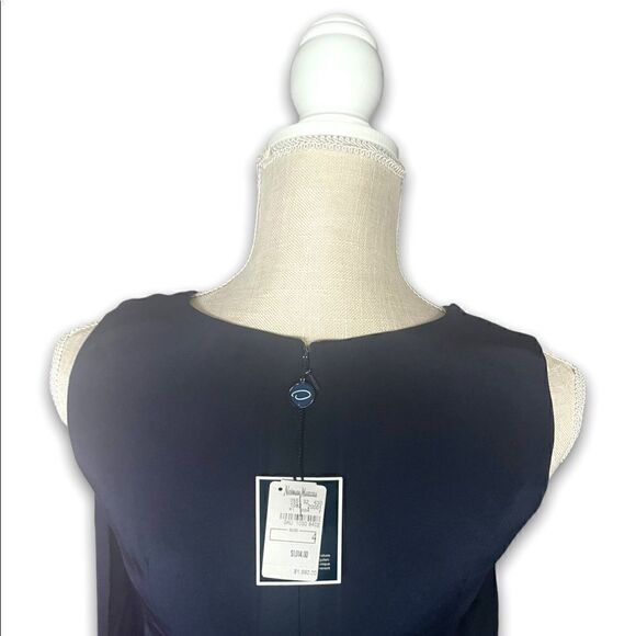 Oscar de la Renta | NWT Navy Blue Silk Sheath Dress Size 4 - Picture 12 of 12